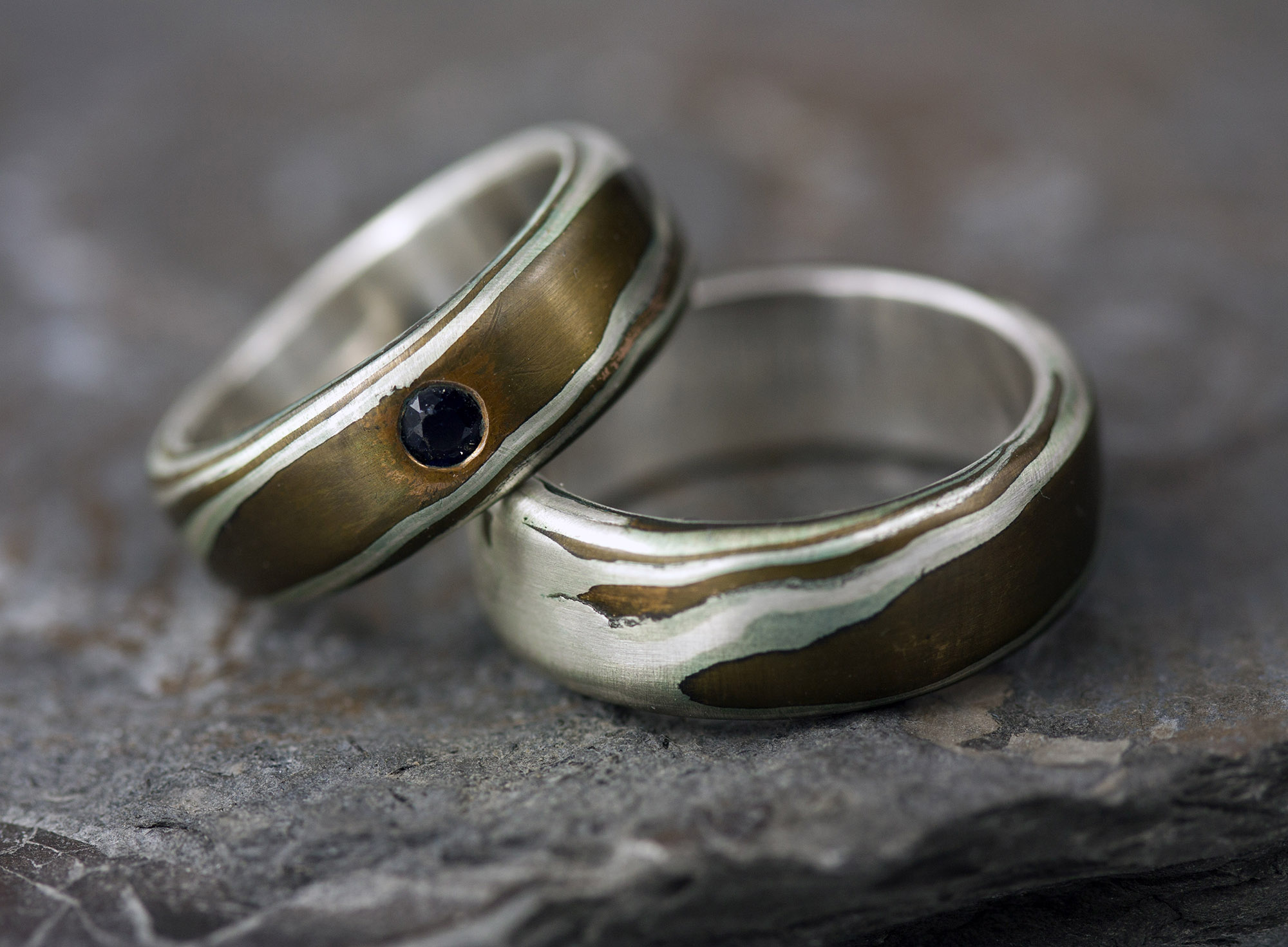 Mokume bronze silber 4web