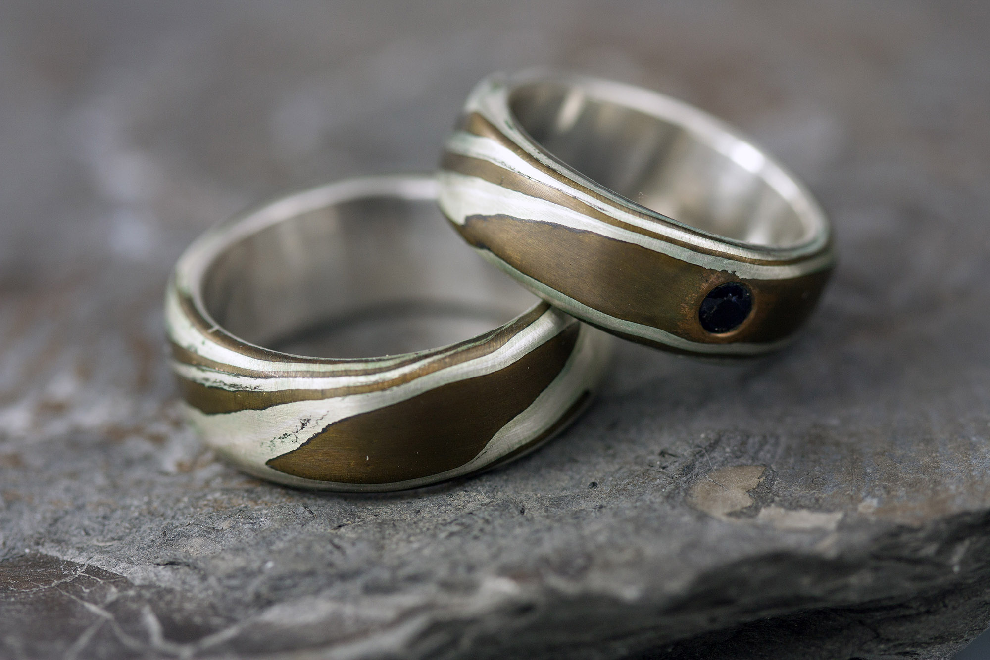 Mokume bronze silber 6web
